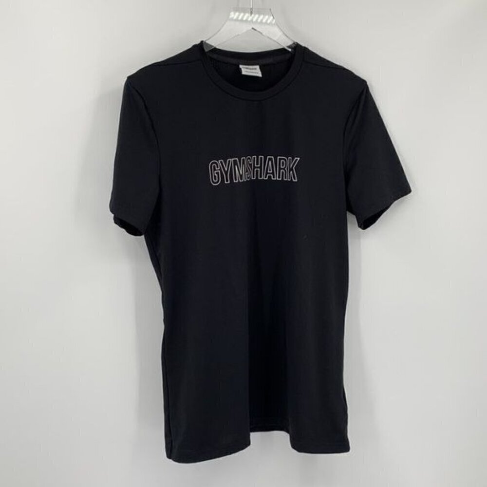 Gym Shark Performance short sleeve shirt black graphic logo active men Medium